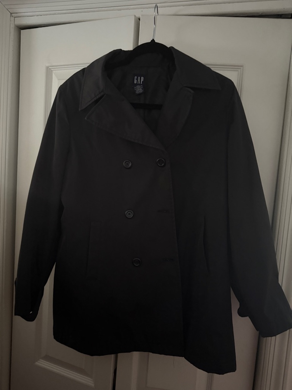 GAP Black Double-Breasted Women's Peacoat raincoat old money Romantic preppy